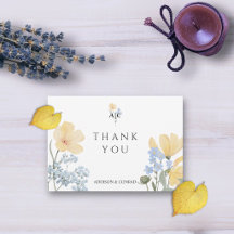 Mariage à Monogramme de Fleur Sauvage Bleue et Jau