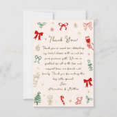 Carte De Remerciements Mariage à Noël Dessiné à la Main (Devant)