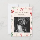 Carte De Remerciements Mariage à Noël Dessiné à la Main (Dos)