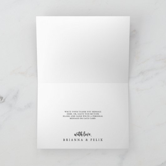 Carte De Remerciements Mariage à plis rose classique (Intérieur)