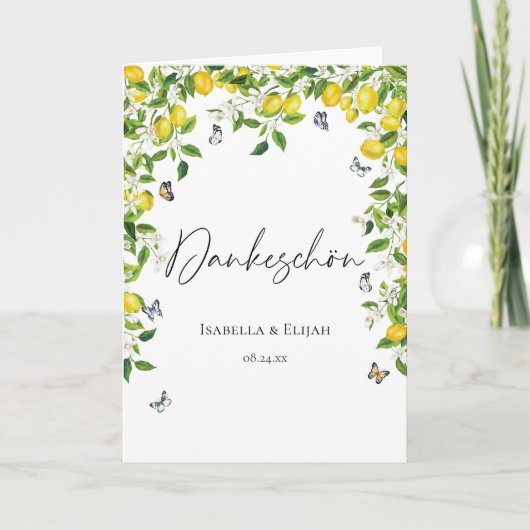Carte De Remerciements Mariage allemand de citron d'été (Devant)