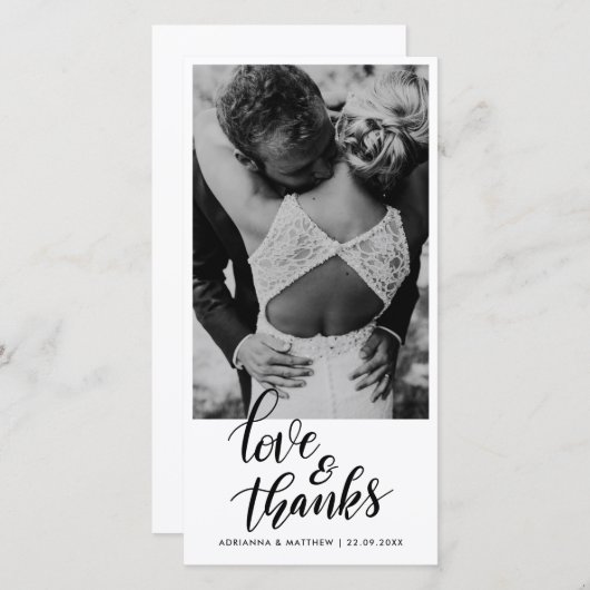 Carte De Remerciements Mariage Amour et Remerciements Manuscrits | Photo (Devant / Derrière)