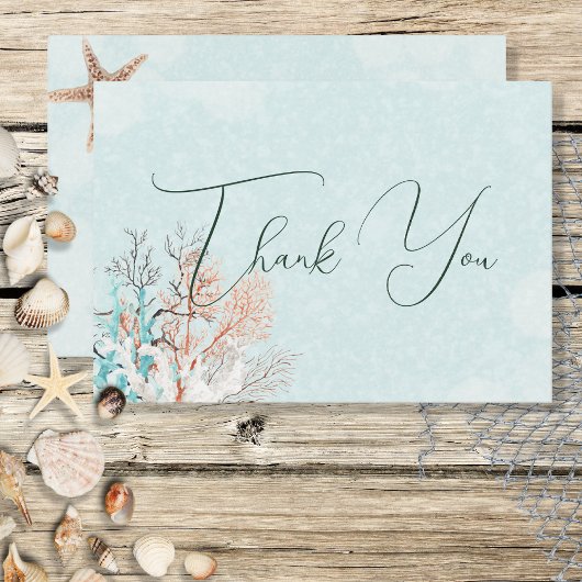 Carte De Remerciements Mariage Aqua Ocean & Shells