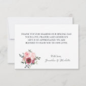 Carte De Remerciements Mariage aquarelle fleurs rose burgundy (Dos)