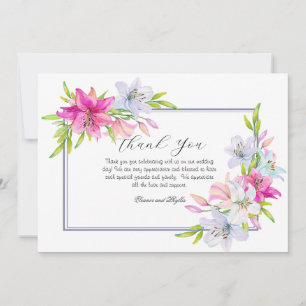 Carte De Remerciements Mariage Aquarelle Lilies