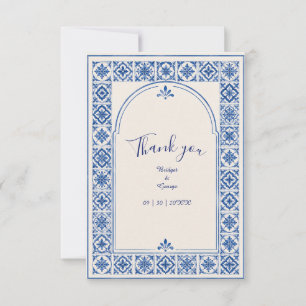 Carte De Remerciements Mariage aquarelle Méditerranéen avec arche en carr