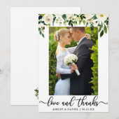 Carte De Remerciements Mariage Aquarelle Vert Blanc Floral Photo (Devant / Derrière)