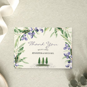 Carte De Remerciements Mariage Arbre Rustique Lavande Vert