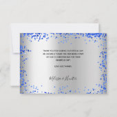 Carte De Remerciements Mariage argent royal bleu photo script (Dos)