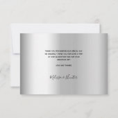 Carte De Remerciements Mariage argent script photo élégant moderne (Dos)