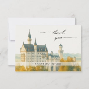 Carte De Remerciements Mariage au Château de Conte de Fées Élégant
