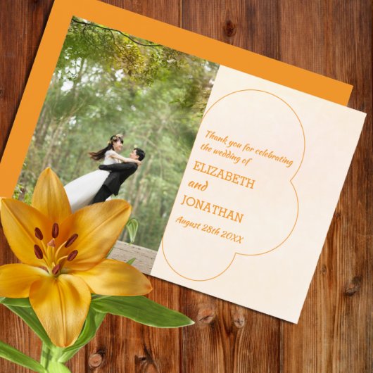 Carte De Remerciements Mariage au coucher du soleil orange
