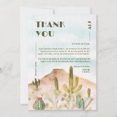 Carte De Remerciements Mariage au désert Boho Cactus Arizona (Devant)