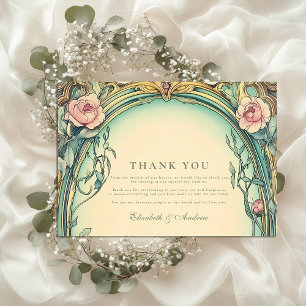 Carte De Remerciements Mariage au jardin bleu rosé