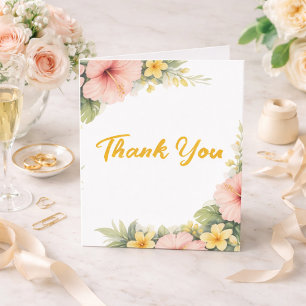 Carte De Remerciements Mariage au jardin de l'Hibiscus aux joues roses