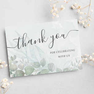 Carte De Remerciements Mariage au vert sauge eucalyptus aquarelle