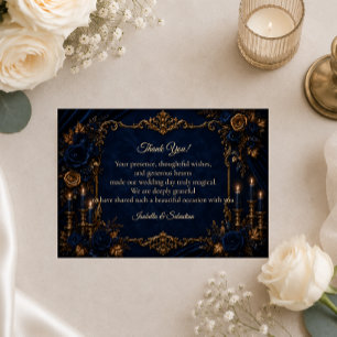 Carte De Remerciements Mariage Automnal Bleu de Minuit Enchanté