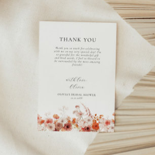 Carte De Remerciements Mariage Automnal Floral Shower