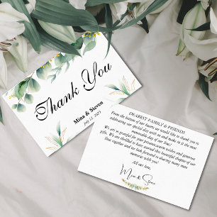 Carte De Remerciements Mariage aux feuilles florales naturelles d'eucalyp