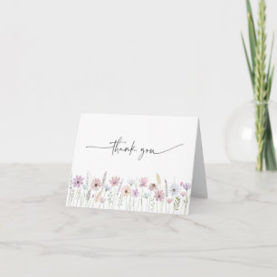 Carte De Remerciements Mariage aux fleurs sauvages pastel vintage