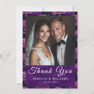 Carte De Remerciements Mariage avec accent de l'œillet violet personnalis