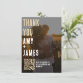 Carte de remerciements mariage avec code QR et pho (Debout devant)