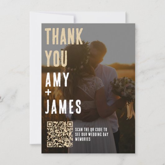 Carte de remerciements mariage avec code QR et pho (Devant)