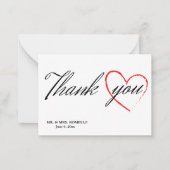 carte de remerciements mariage avec coeur (Devant)