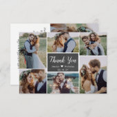 Carte De Remerciements Mariage avec collage photo de 6 images en écriture (Devant / Derrière)