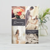 Carte De Remerciements Mariage avec Collage Photo écriture moderne espagn (Debout devant)