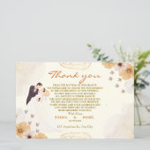 Carte de remerciements mariage avec design floral  (Debout devant)