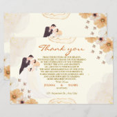 Carte de remerciements mariage avec design floral  (Devant / Derrière)