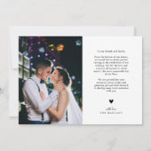 Carte De Remerciements Mariage avec Texte Rétro de Remerciement (Dos)