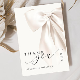 Carte De Remerciements Mariage avec un Nœud Blanc