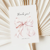 Carte De Remerciements Mariage avec un nœud rose