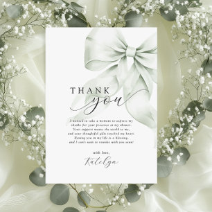 Carte De Remerciements Mariage avec un Nœud Vert 
