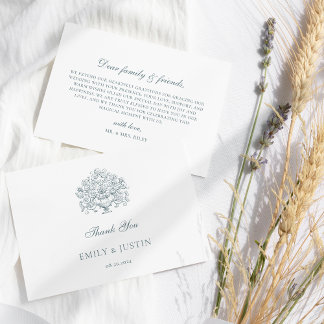 Carte De Remerciements Mariage baroque Bleu Dusty Vintage