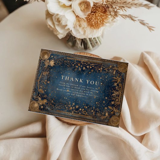 Carte De Remerciements Mariage baroque céleste de minuit