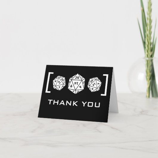 Carte de remerciements Mariage Black D20 Dice Game (Devant)