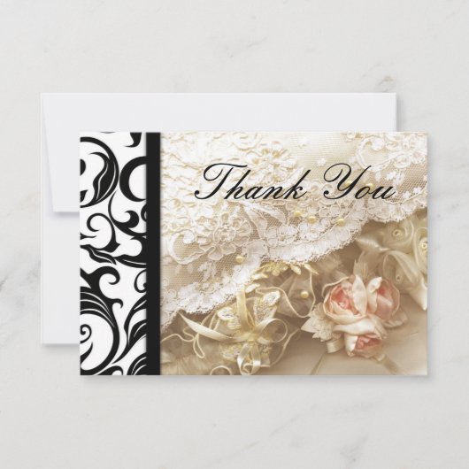 Carte de remerciements Mariage Black Swirl (Devant)