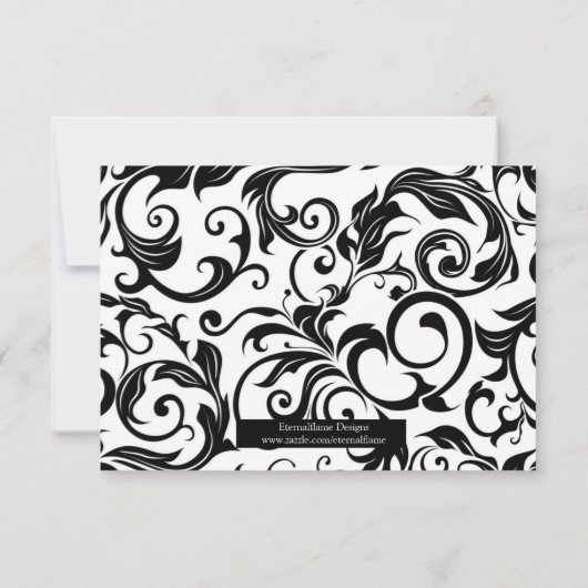 Carte de remerciements Mariage Black Swirl (Dos)
