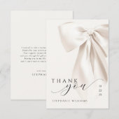 Carte De Remerciements Mariage Blanc avec un Nœud (Devant / Derrière)