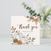 Carte De Remerciements Mariage Blanc Citrouille Automnal (Debout devant)