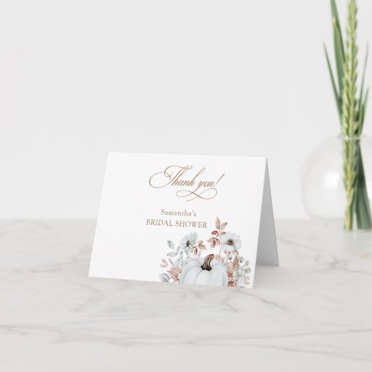 Carte De Remerciements Mariage Blanc de Citrouille Automnal (Devant)