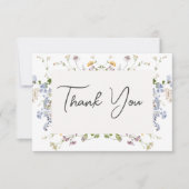 Carte De Remerciements Mariage blanc Fleur sauvage Boho Delicate (Devant)