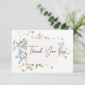Carte De Remerciements Mariage blanc Fleur sauvage Boho Delicate (Debout devant)