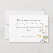 Carte De Remerciements Mariage blanc Fleur sauvage Boho Delicate (Dos)