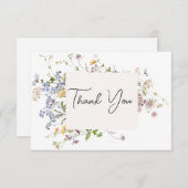 Carte De Remerciements Mariage blanc Fleur sauvage Boho Delicate (Devant / Derrière)