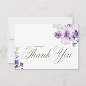 Carte De Remerciements Mariage blanc Fleur sauvage Boho violet (Devant)
