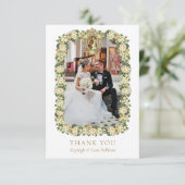 Carte De Remerciements mariage blanc floral (Debout devant)